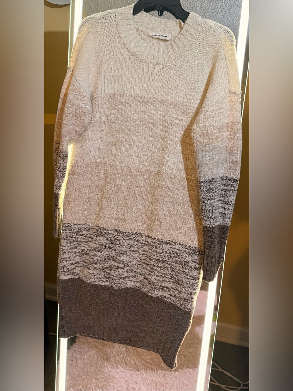 Lucky Brand Neutral Colorblock Crewneck Dress
